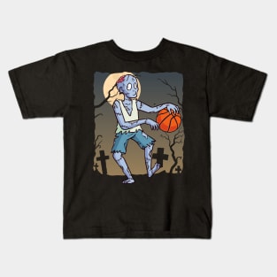 Basketball Zombie, Zombie Playing Basketball Sport Kids T-Shirt